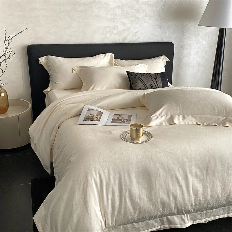 

Luxury 1000TC Egyptian Cotton Yarn-dyed Jacquard Soft Silky Bedding Set Duvet Cover Set Flat/Fitted Bed Sheet Pillowcases 4Pcs