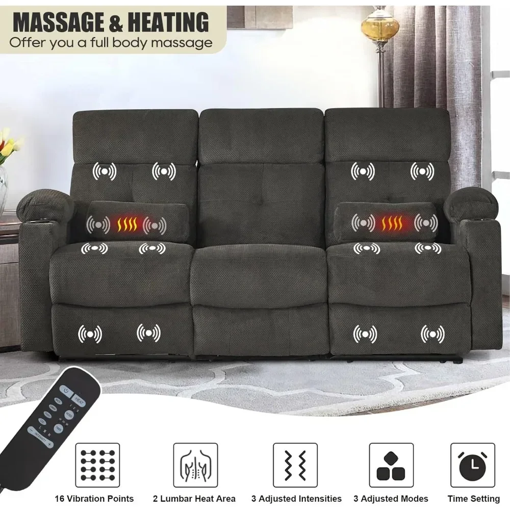 Sofa Set for Living Room, 3 Pieces Recliner Furniture Sofa Set, Power Recliner Sofa Set for Living Room Furniture Set