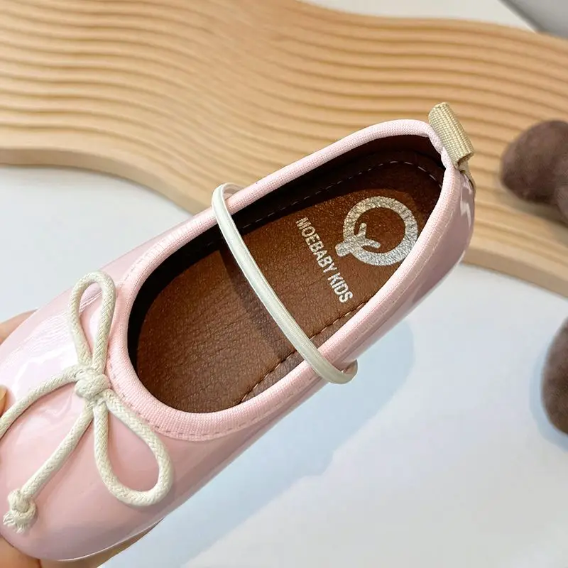 Bow Solid Children Flats Shoes PU Shallow Slip On Toddler Girls Mary Janes Spring Autumn Soft Kids Princess Shoes