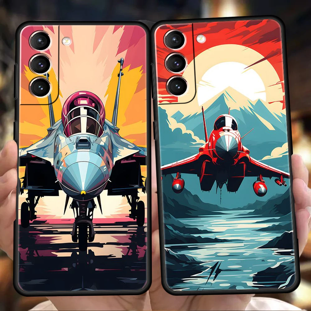 Sky Jet Fighter funda de teléfono para Samsung Galaxy S24, S23, S22, S20, S21 FE Ultra, S10, S10E, S9, S8 Plus, 5G, funda de silicona