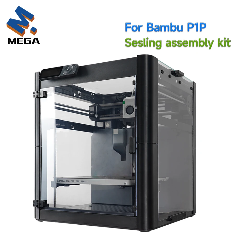 

For Bambu Lab P1P Enclosure Assemble Kit Tempered Glass+4 Transparent Acrylic Panel+4 Magnetic ABS Printing Corners+Screws
