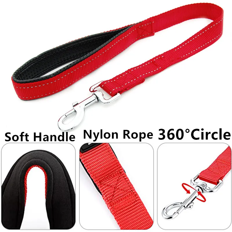 Dog Leash Reflective Short Dogs Leash Nylon Rope Pet Chain Soft Handle Waterproof Leash for Dog Walking Traction Pet Accessories