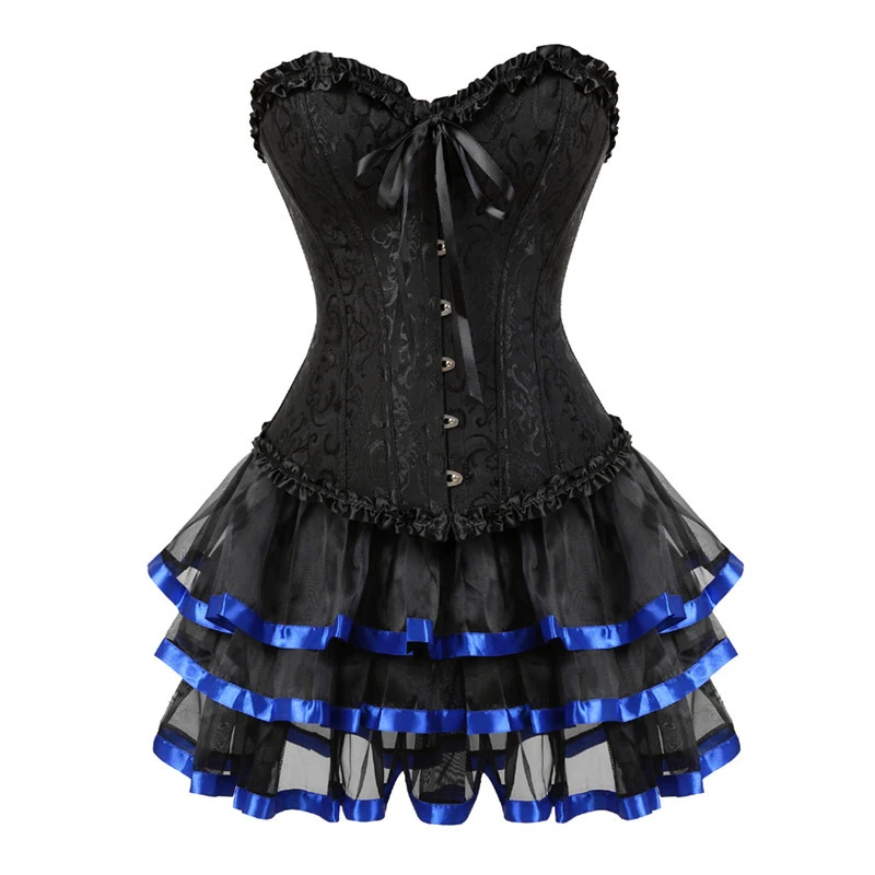 Sexy corsets for women costume overbust burlesque corset and skirt set tutu corselet victorian fashion gowns