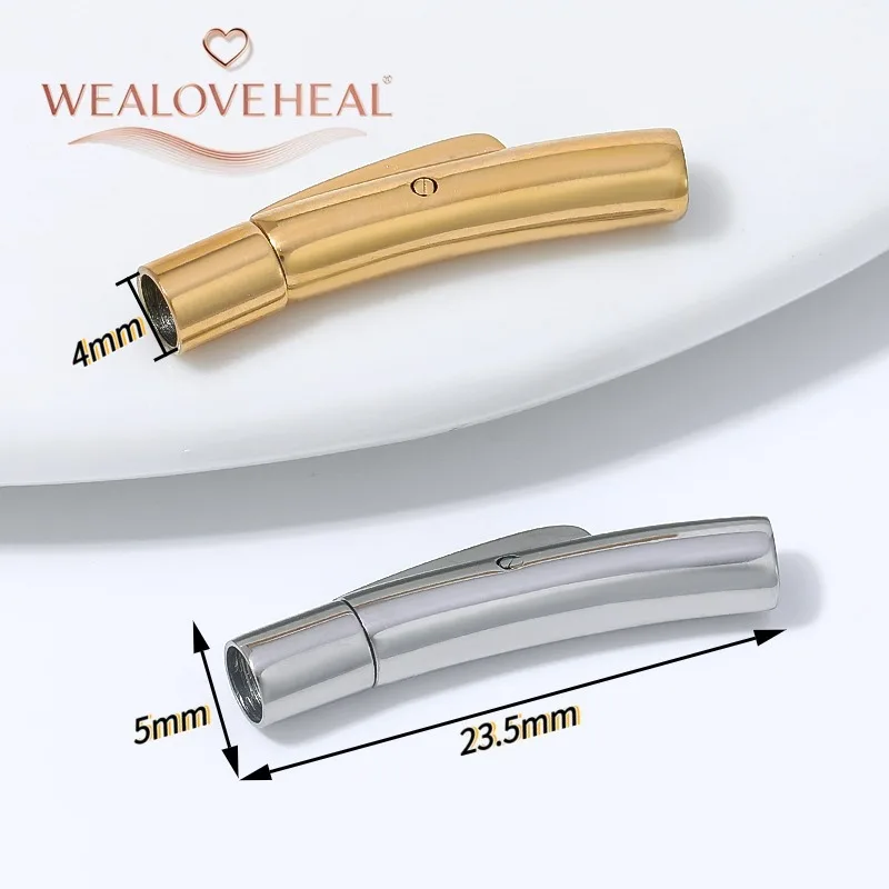 armband verschluss, 4mm 18K vergoldeter Messing-Bogen-Bajonettverschluss, Druckknopf-Klebeverschluss für DIY Perlenarbeiten, gebogene Rohr-Schmuckteile – Detail 16