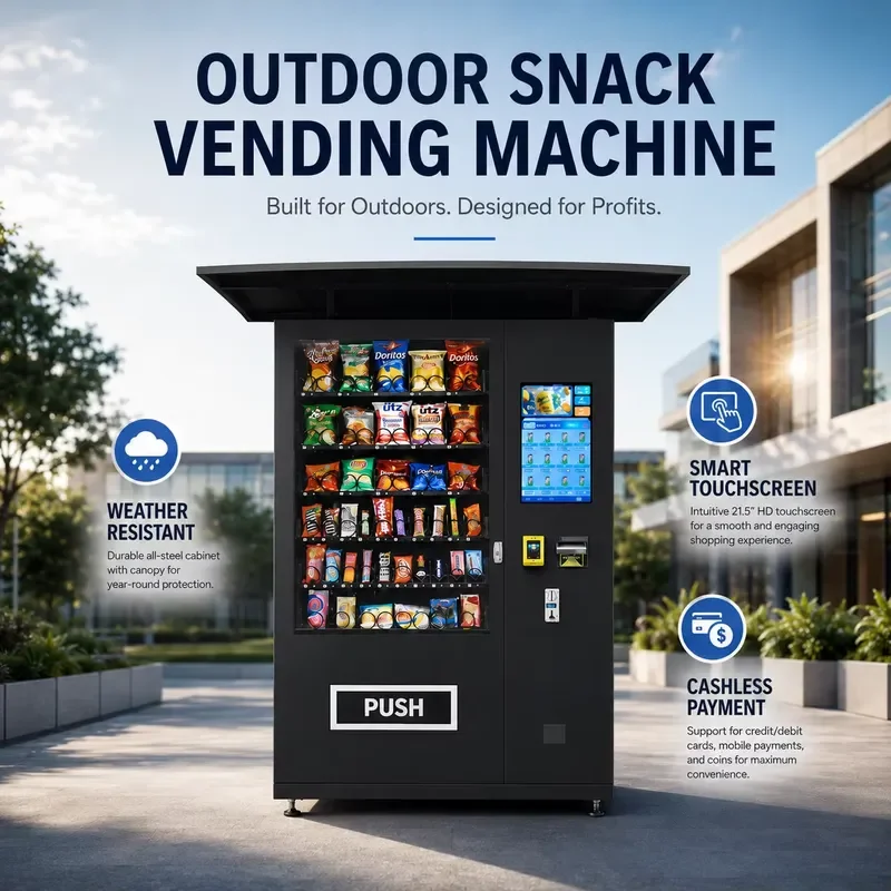 for Smart 24H Refrigerated Outdoor Snack and Drink Combo Vendor with Protective Canopy Automatic Vending Machine