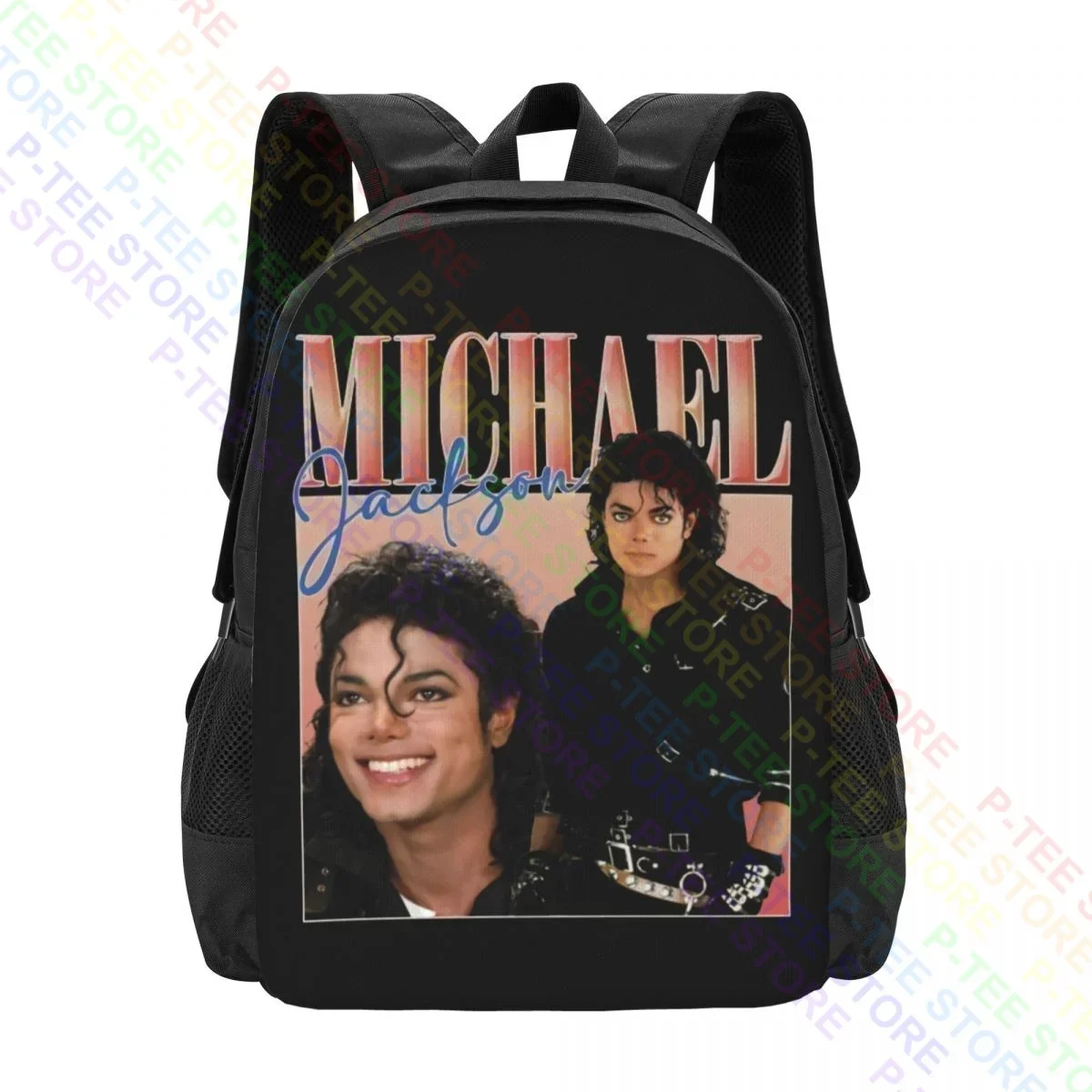 Michael Jackson Rap Tee Shirt Michael JacksonBackpack Large Capacity Bookbag School Sport Bag