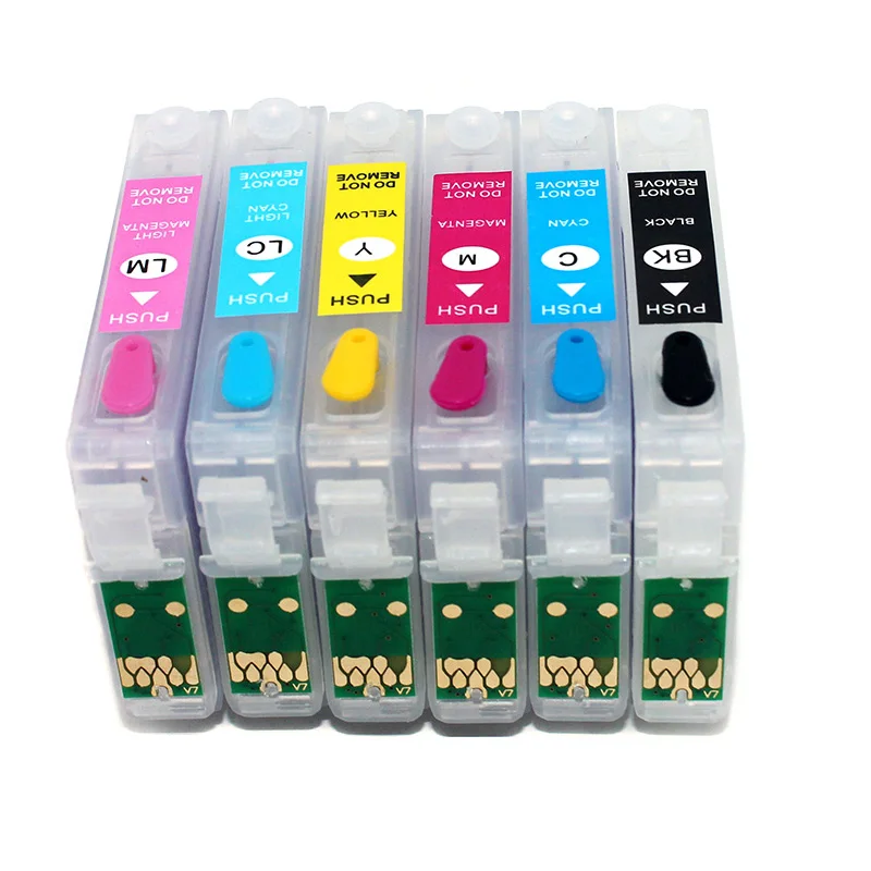 Vilaxh T0821 - T0826 Refillable Ink Cartridge For Epson T0821N Stylus R270 R390 TX650 T50 T59 RX590 TX700W TX800W TX720 TX700