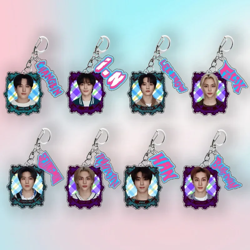 South Korean Men's Team Bang Chan Lee Min-Ho Seo Chang-Bin Square Name Keyring Accessories Bag Keychain Star Peripherals Pendant