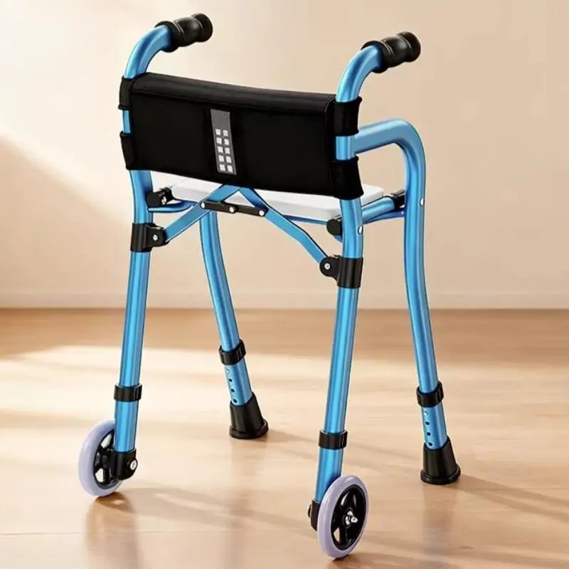 

Adjustable Aluminum Alloy Dual-Wheel Walker for Seniors Rehabilitation Walking Crutch Chairs Foldable Stand Up Rollator Walkers