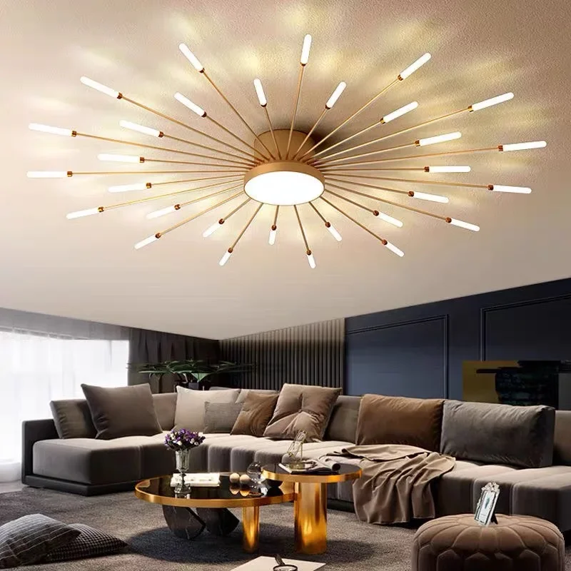 Plafonnier LED en Forme de enquêter d'Artifice au Design Moderne, Luminaire Décoratif de Plafond, Idéal pour un Salon, une Salle à Manger ou une Chambre à Coucher