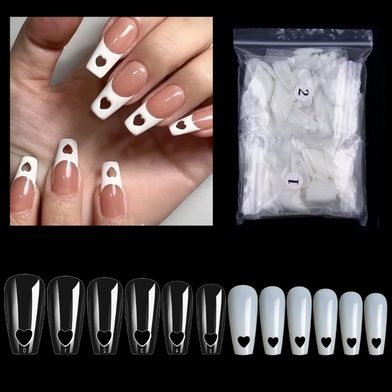 Q1QD 504Pcs Square Tips 12-Sizes Clear Full Cover False Tips Press On Nails