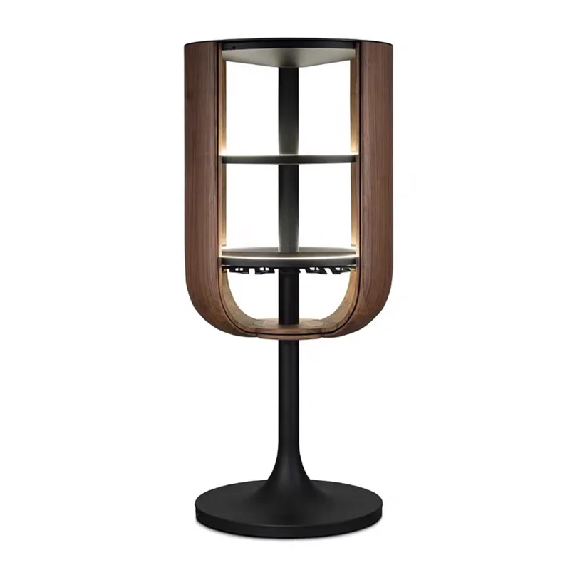 Petal wine cabinet household living room Italian solid wood wine cabinet light luxury high-end rotating display cabinet