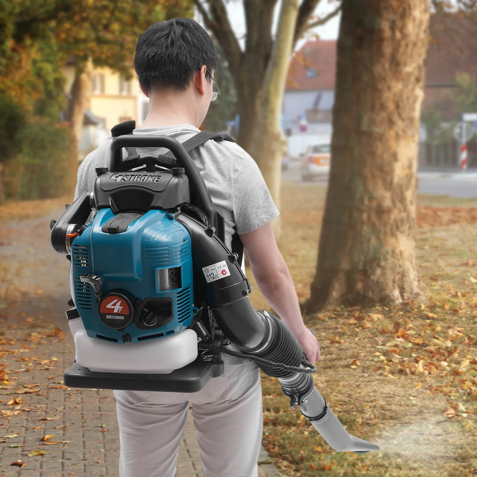 

4-Stroke Backpack Leaf Blower,75.6cc Cordless Powerful Blowing,7000r/min Low Fuel Consumption Gas Powered Leaf Blower