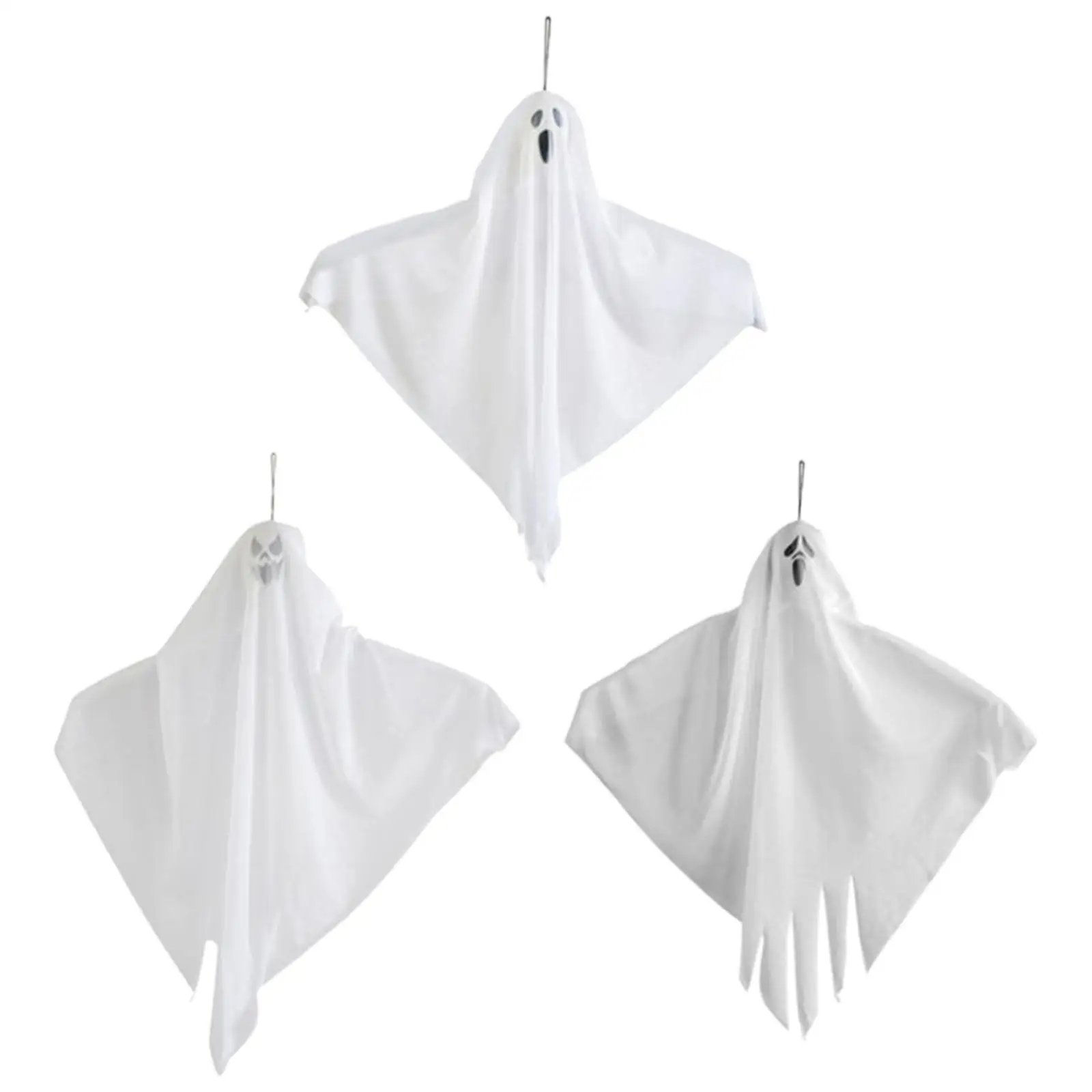 3x Halloween Hanging White Ghosts Decoration Cute Flying Ghosts 25.6