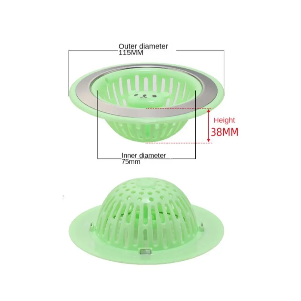 3-teiliges Verhindern Sie ein Verstopfungsfilter für Waschbecken, Cartoon-Bär, Kanalisationszubehör, Waschbecken-Abflusssieb, Edelstahl, ABS-Bodenablaufabdeckung