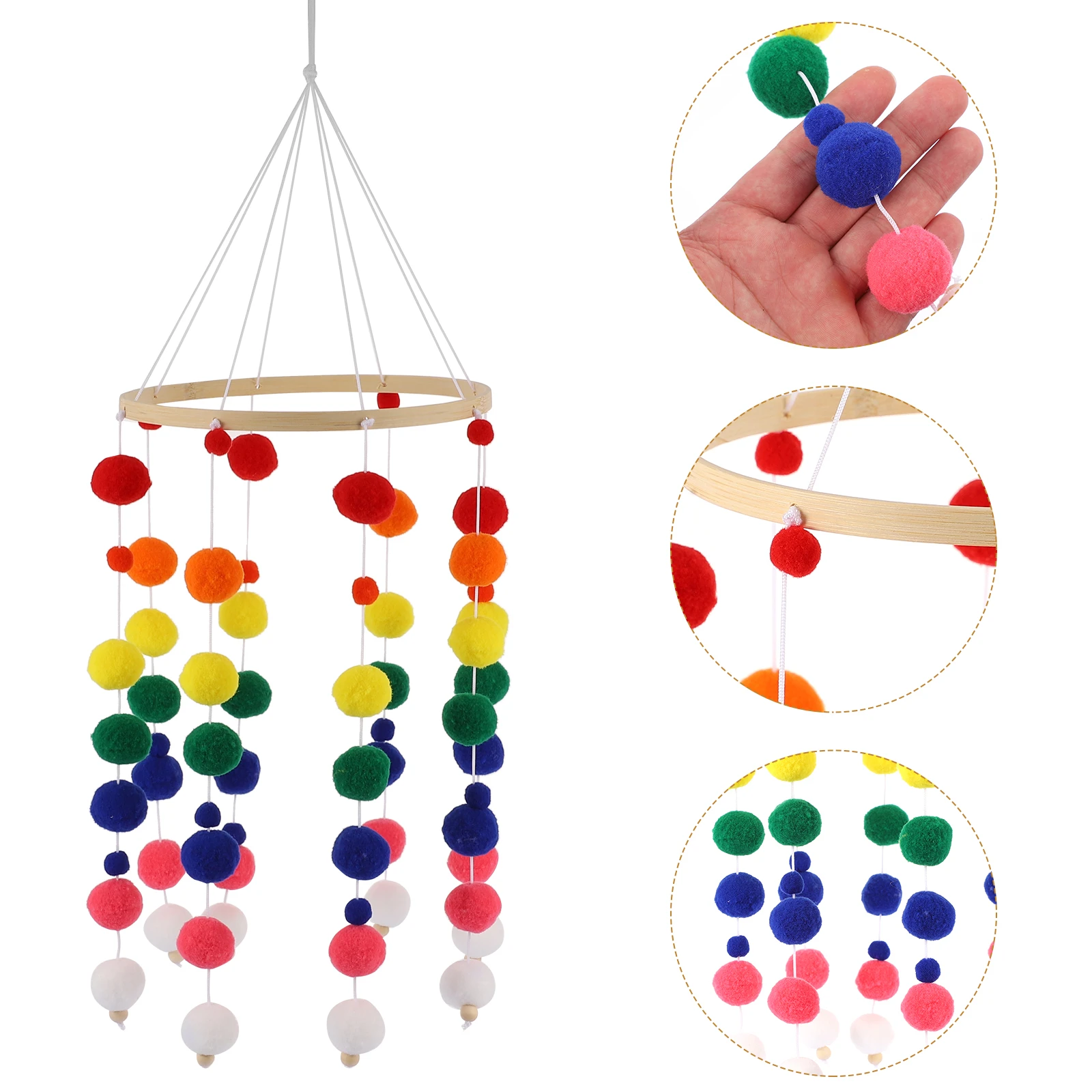 

Fuzzy Ball Wind Chime Decoration Bright Office Car Baby Shower Christmas Birthday Wedding Photography Prop Children