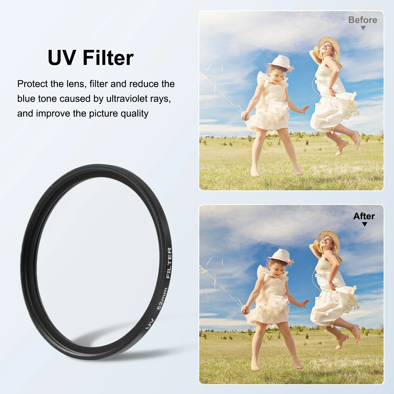 PULUZ for Insta360 Ace Pro 52mm UV Lens Filter Adapter Ring with Lens Cover