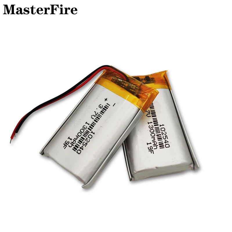 

2pcs/lot 3.7V 1300mah Rechargeable Lithium Polymer Battery 102540 for GPS Navigator Smart Speaker Camping Light VR Glasses Cell