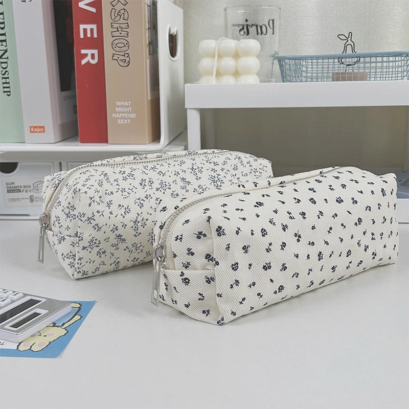 INS Floral Print Stift Tasche Große Kapazität Multifunktionale Bleistift Fall Schreibwaren Tasche Studenten Schreibwaren Veranstalter