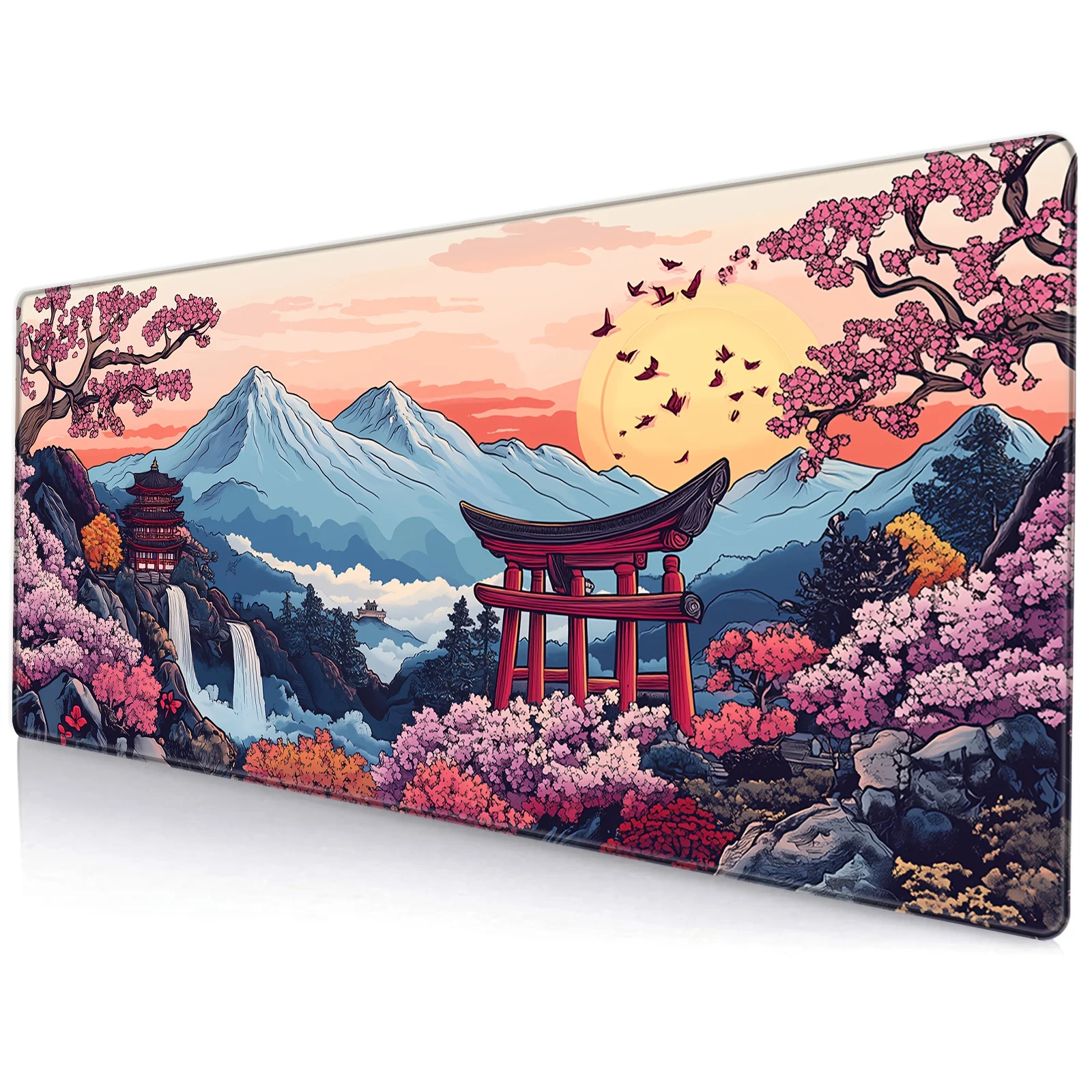 وسادات ماوس أنيمي فورست، تصميم زهر الكرز والمناظر الطبيعية الجبلية، لوحة ماوس على طراز الرسوم المتحركة، مثالية للاستخدام المكتبي للألعاب #2