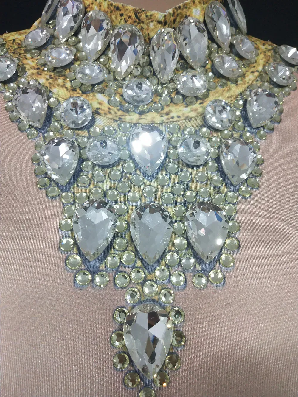 الذهب الراين شرابة طويلة الأكمام بذلة للنساء ضيق يوتار أداء الرقص زي المغني صورة عرض المرحلة ارتداء