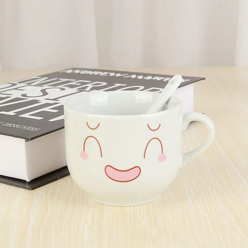 150ml Cute Faces Water Cup Creative Ceramic Mug Afternoon Tea Coffee Cup Breakfast Milk Cup Household Drinking Set