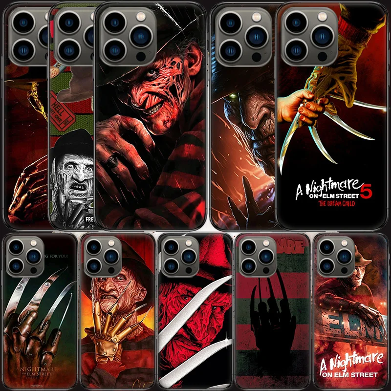 F-Freddy Krueger Horror Phone Case For Apple Iphone 16 15 Plus Soft 13 12 Mini Cover 11 14 Pro Max Capa 8 7 SE Shell Coque Silic