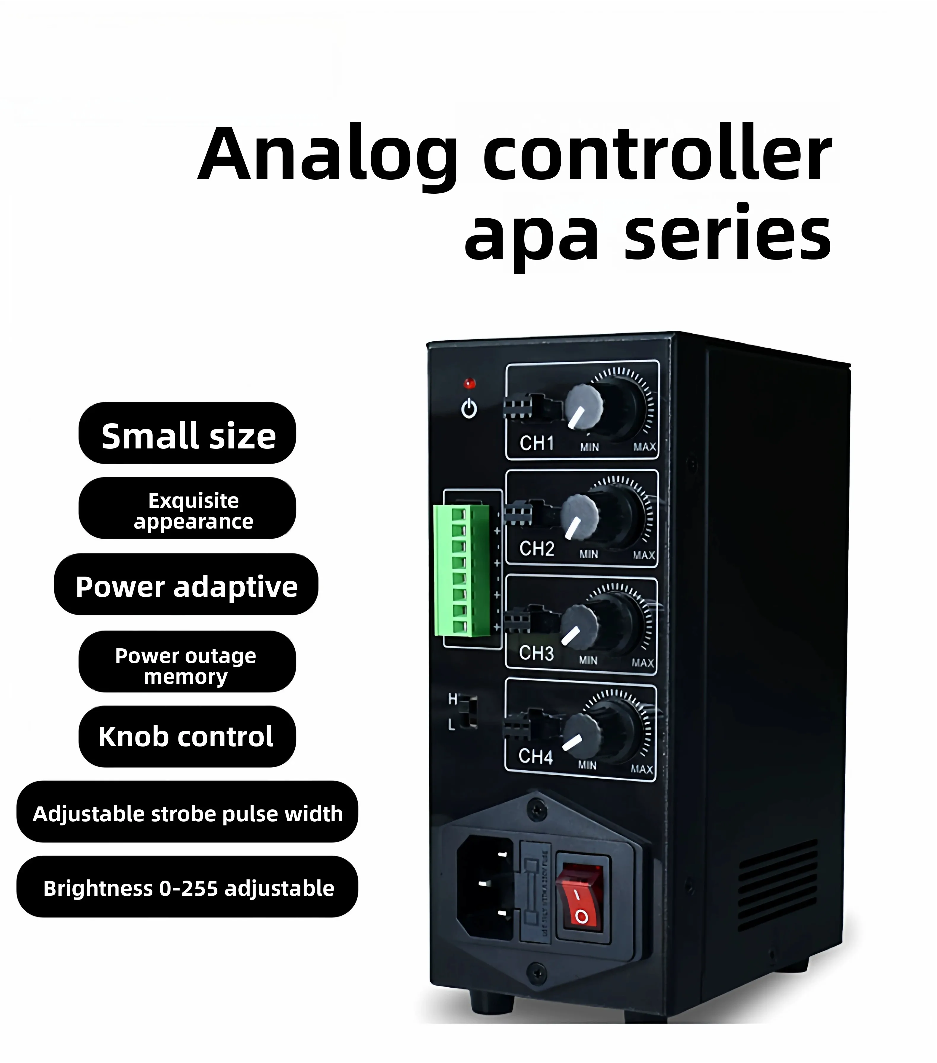 Mini 2/4-Channel 24V PWM LED Light Controller for Machine Vision – Analog & Serial Dimming, Compact Constant Voltage Driver