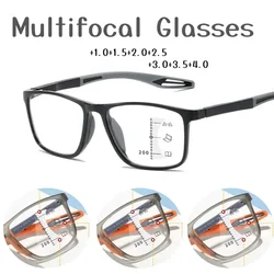New Trend Flexible Multifocal Progressive Reading Glasses Men Women Bifocal Presbyopia Eyeglasses Near Far Sports Eyewear +4.0