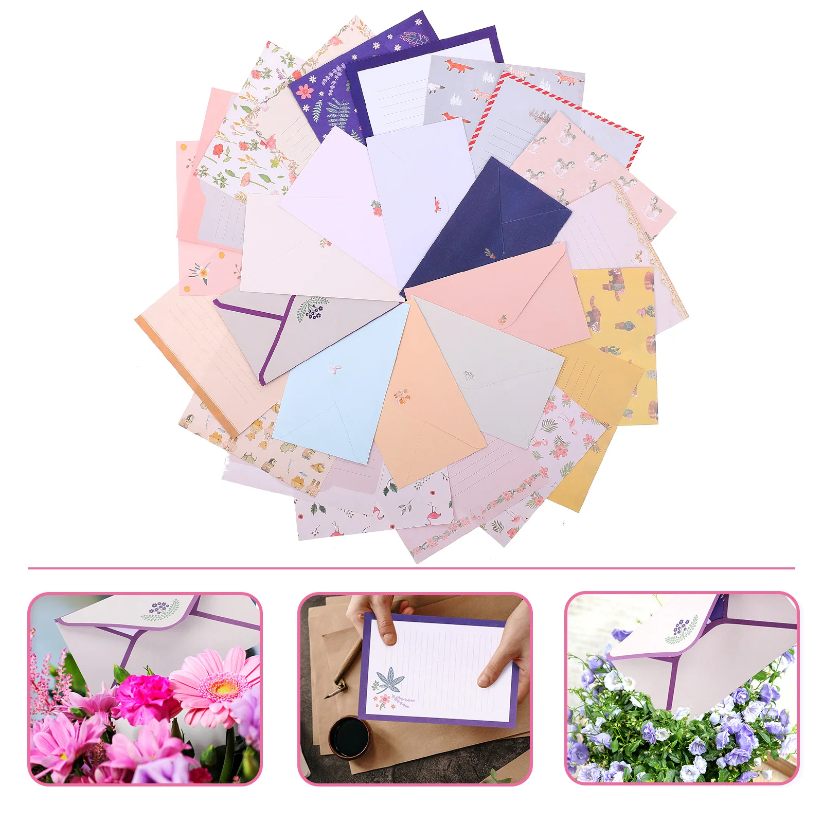 9 Sets Cute Stationary Stationery Paper and Envelop Package Packing Envelopes Card