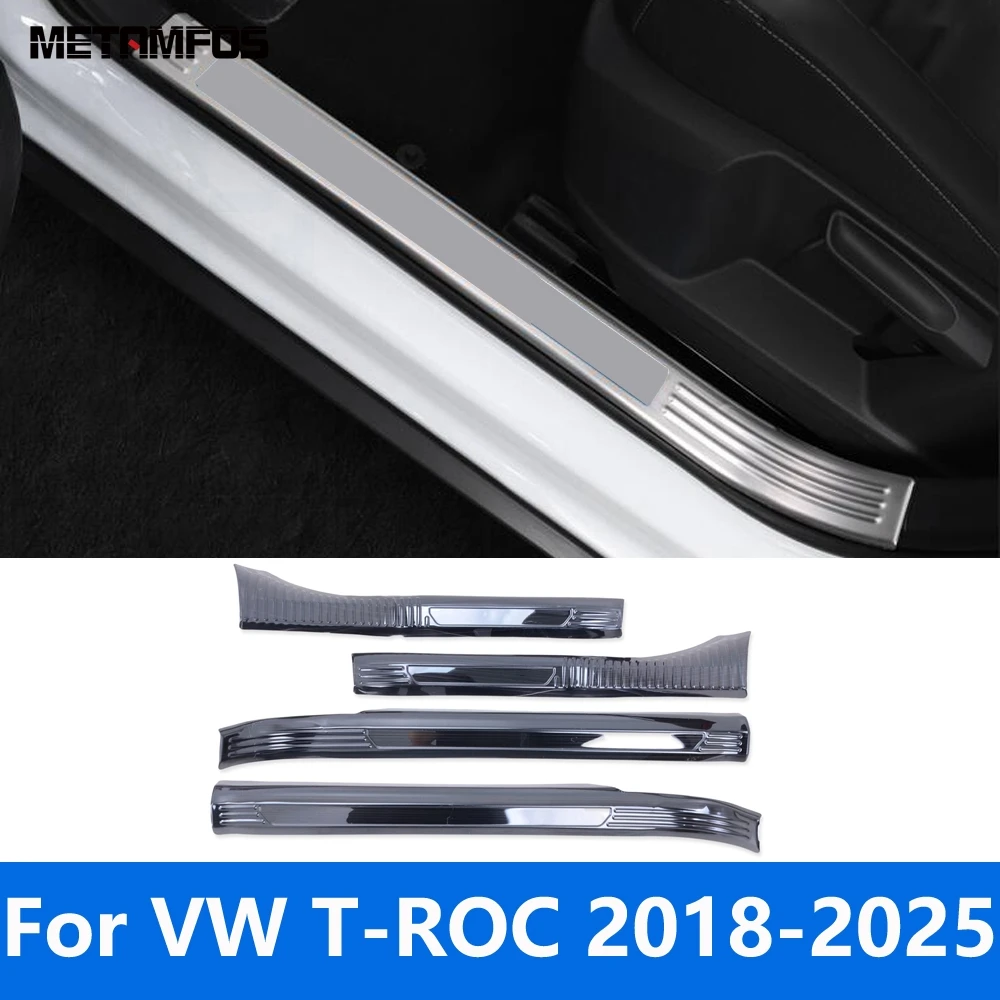 

For Volkswagen VW T-ROC TROC 2018-2024 2025 Interior Door Sill Scuff Plate Entry Guard Welcome Pedal Accessories Car Styling