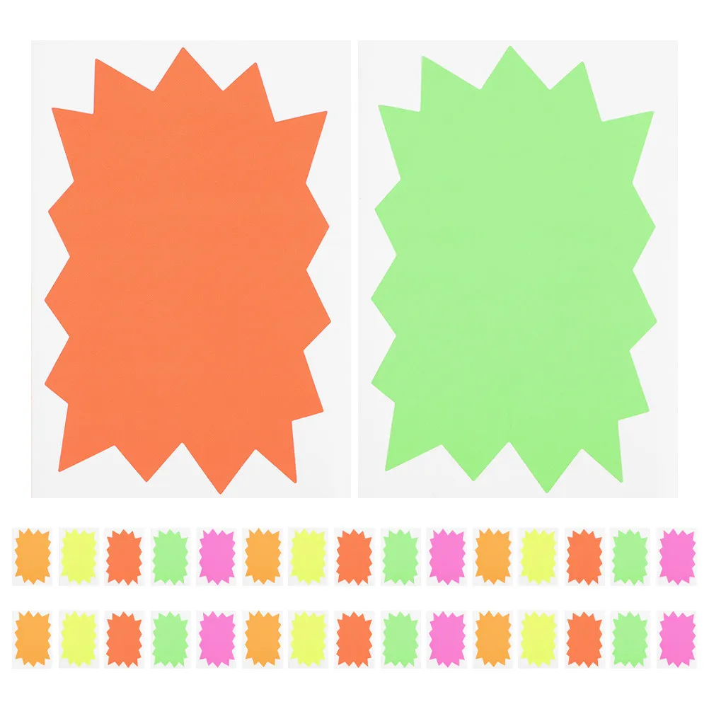 

100Pcs Fluorescent Star Cutout Price Labels Blank Adhesive Stickers for Supermarket Retail Store Garage Sale Fundraising Events