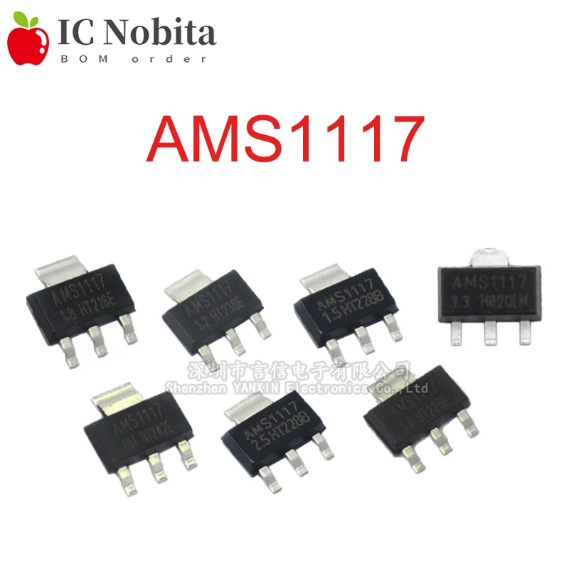 

20PCS AMS1117 1.2V 1.5V 1.8V 2.5V 3.3V 5V ADJ LM1117 1117 Linear Voltage Regulator SOT223 IC New