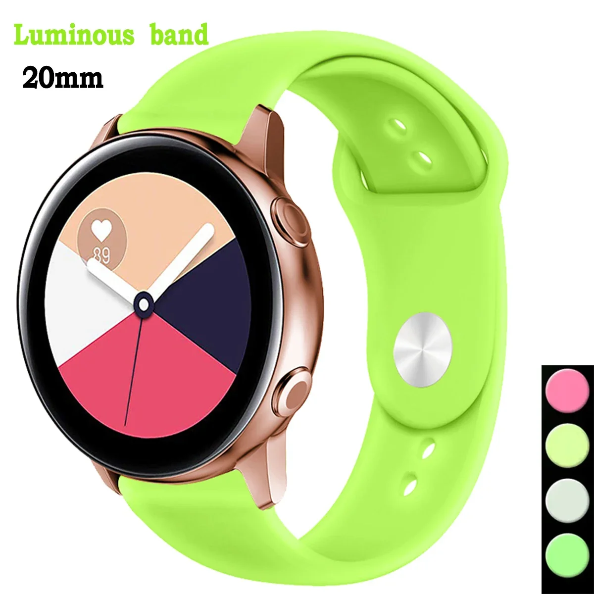 Glow Luminous 20mm Silicone Strap For Samsung Galaxy Watch 5 4 40 44 mm 5 Pro 45mm Sports Bracelet Watch 4 Classic 46 42 mm Band