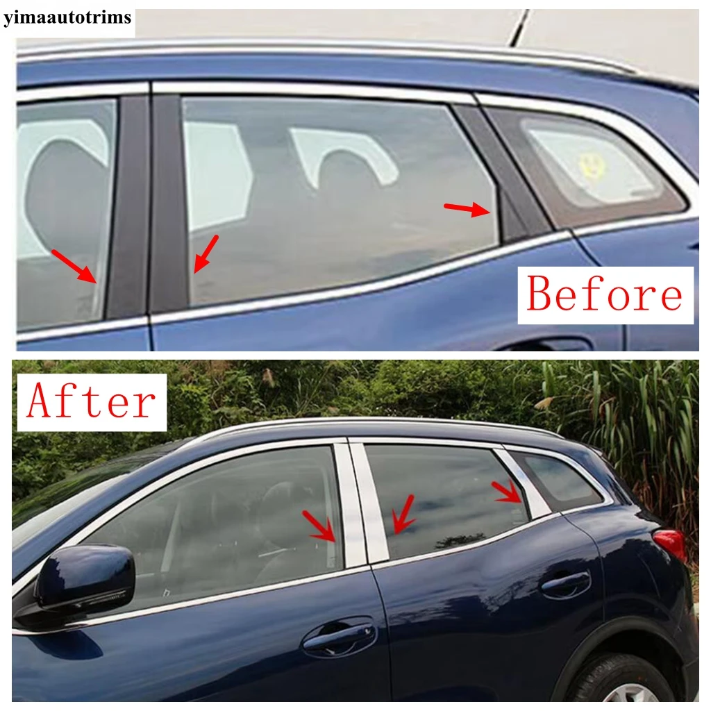 Car Window Pillar B C Post Panel Strip Sticker Decoration Cover Trim For Renault Kadjar 2016 - 2022 Stainless Steel Accessories