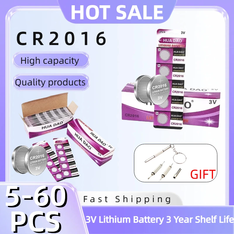 

CR2016 3V Lithium Button Coin Battery LM2016 BR2016 DL2016 for Watches Electronic Toys Calculators & Remotes