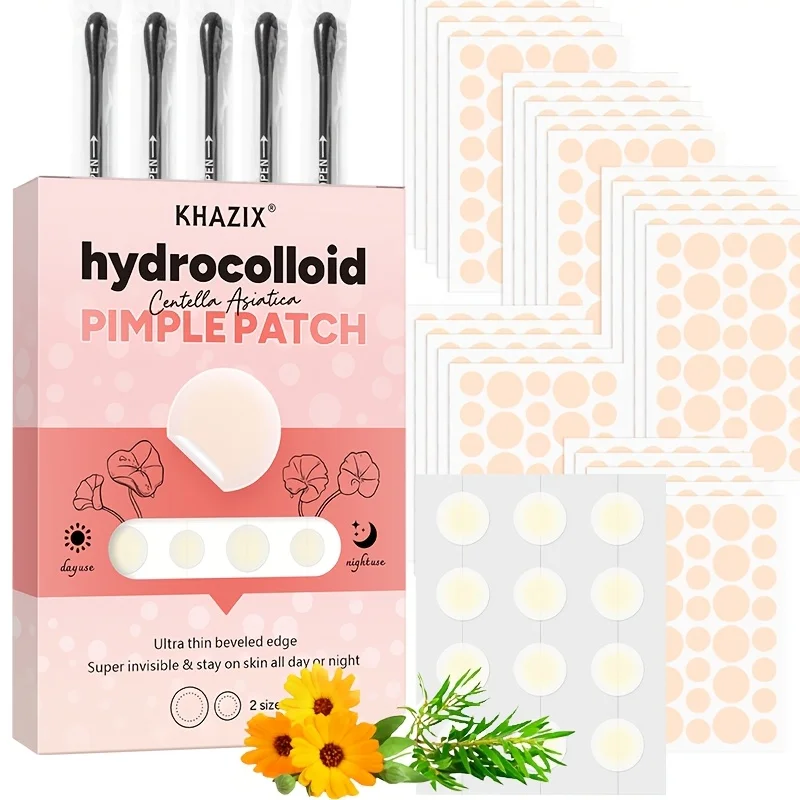 377 PCS Circular Hydrogel Acne Patches |Contain Comfrey | Waterproof, Breathable, Non-irritating |Includes Cleaning Cotton Swabs