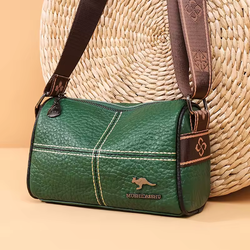 Lichee Pattern Genuine Leather Crossbody Bag For Women, Luxury Handbag High-Quality Shoulder Bag Ladies Messenger Sac A Main