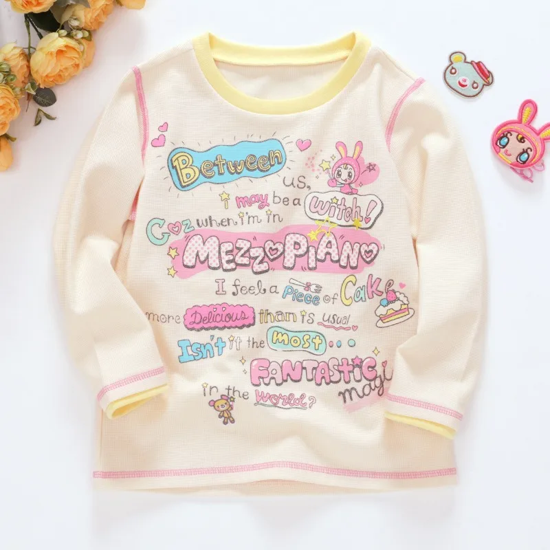 Autumn Japanese Girls  Long Sleeved T-shirts Princess Sweetheart Bunny Letter Printed  T-shirt Girl Tops Korean Girls Clothes