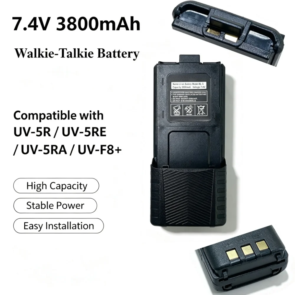UV-5R Plus 7.4V 3800mAh Rechargeable Battery  Compatible with BaoFeng UV5RA Radio Accessories UV5RE Walkie Talkie Batteria