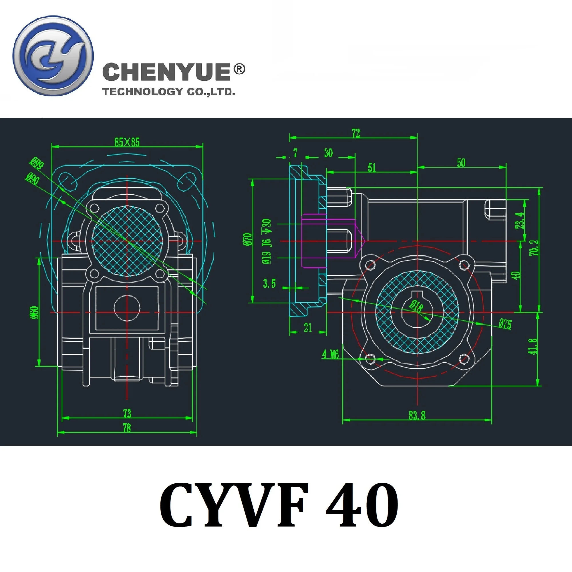 Imagem -06 - Chenyue Cnc Worm Gearbox Alto Torque Nmvf 40 Cyvf 40 Entrada 14 ou 11 mm Saída 18 mm Relação 5:1 100:1 Tin Bronze Manutenção Gratuita