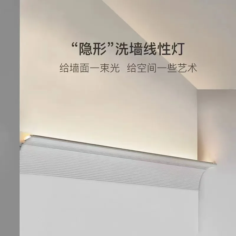 1M Taille Muur Wasmachine Onzichtbaar Plafond Led Aluminium Profiel Frameloze Gips Kanaal Top Hoek Lijn Home Decor Strip Licht
