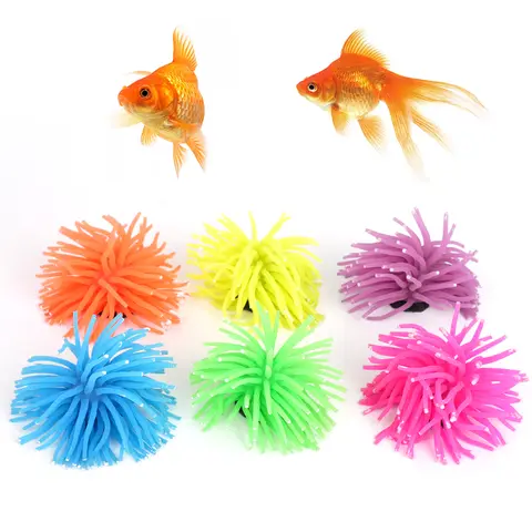 Aquarium Silicone Sea Urchin Simulation Artificial Fish Tank Fake Coral Plant Underwater Anemone Ornament Decoration Accessory