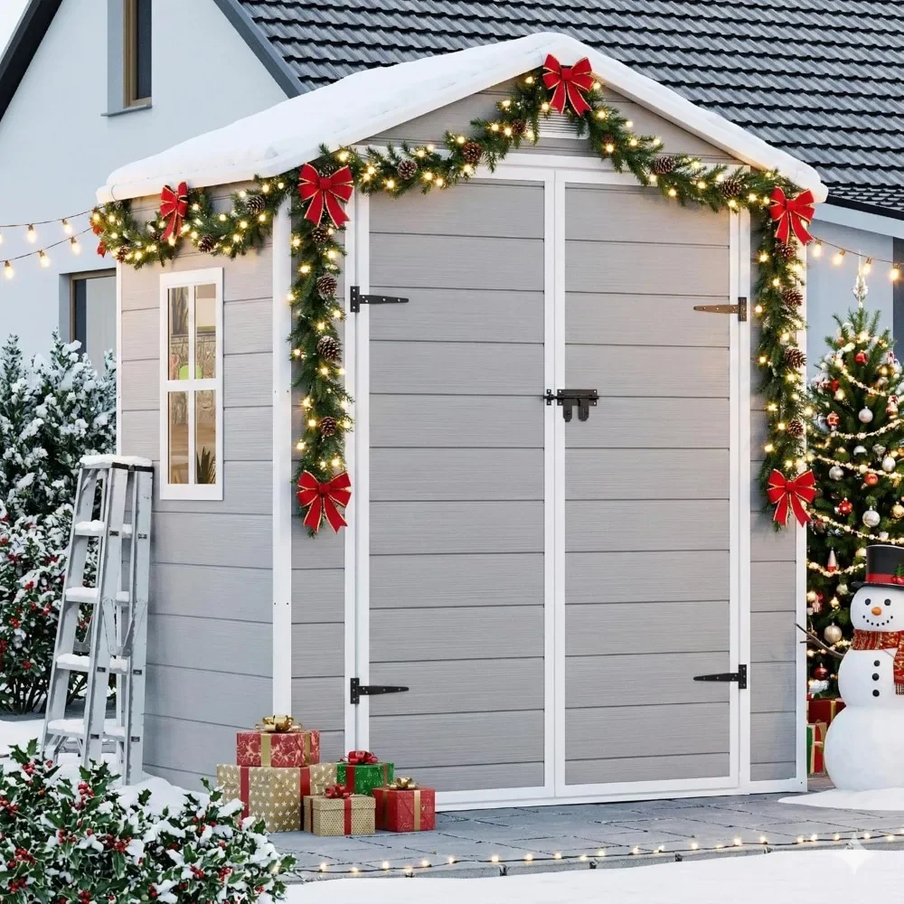 

6x3 Shed Resin Outdoor Storage with Floor Included, Waterproof Lockable Small Plastic Garden Tool Sheds Cabinet