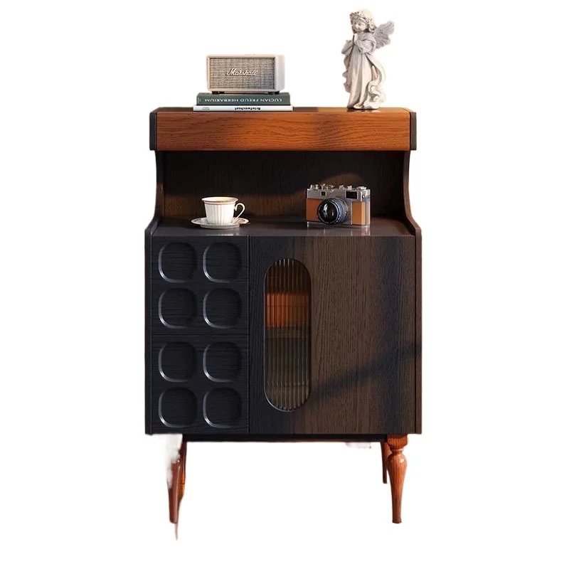 

Nordic medieval dining side retro simple storage integrated against the wall wine cabinet, kitchen locker