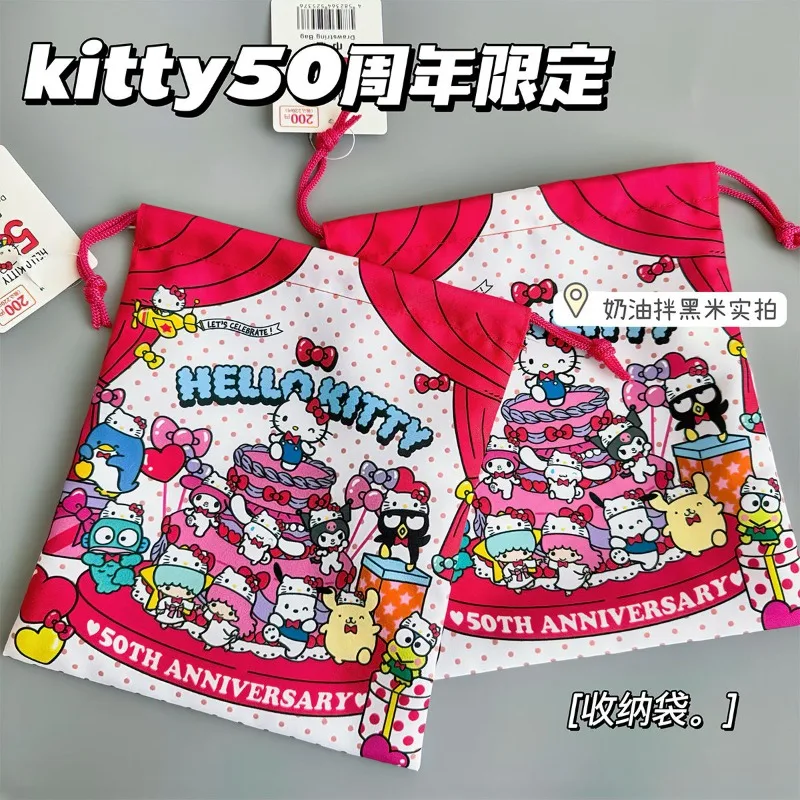 

Сумка для хранения периферийных аксессуаров Sanrio, сумка для хранения с карманом Hello Kitty на шнурке, дорожная детская подвесная сумка для пыли