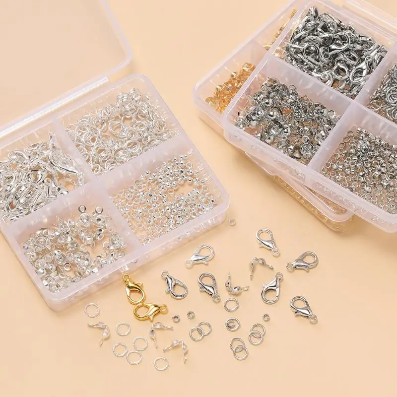 500 Stück/Box Schmuckherstellungsset, Karabinerverschlüsse & Biegeringe mit Box für DIY-Ketten, Halsketten, Armbänder, Fußkettchen, Zubehör, Verbindungsstücke – Detail 9