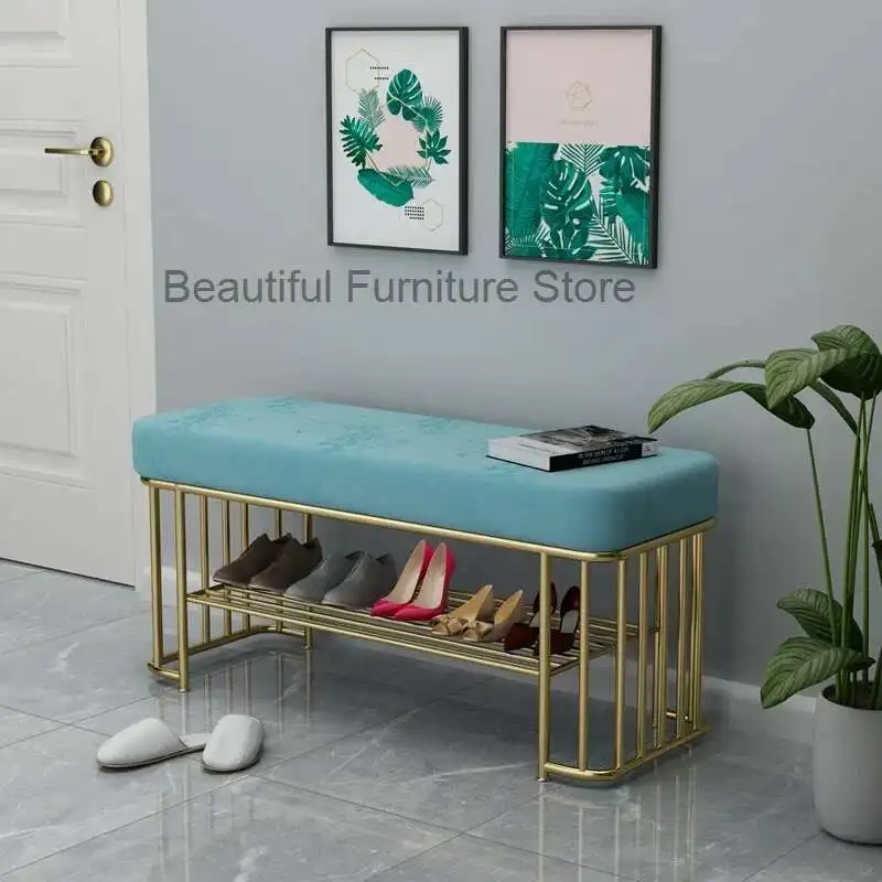 varnish craft Baking Nordic shoe changing stool open storage layer shoe cabinet stable load-bearing household seat shoe rack