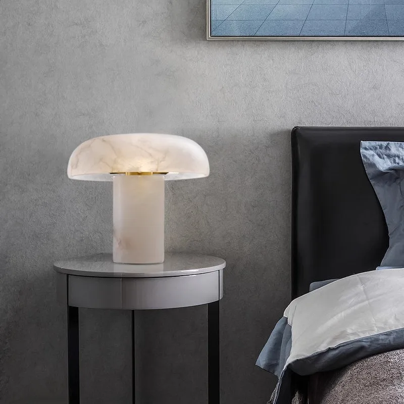 

Contemporary Living Room Dining Room Creative Mushroom Shaped Marble Table Lamp Bedroom Bedside Desk Brass Table Light