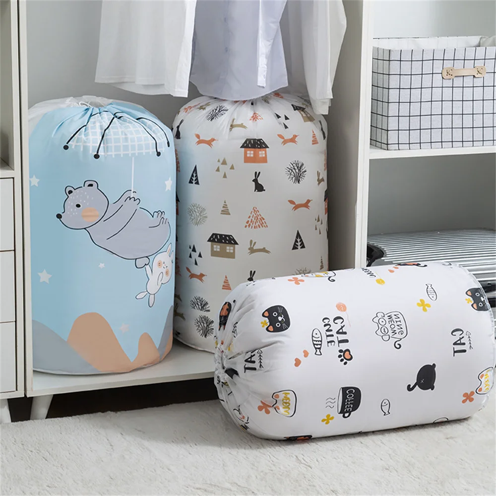 Quilt Storage Bag Large Capacity Drawstring Cotton Clothing Sorting Dustproof Bag Household Thickened Cloth Organizer Pouch